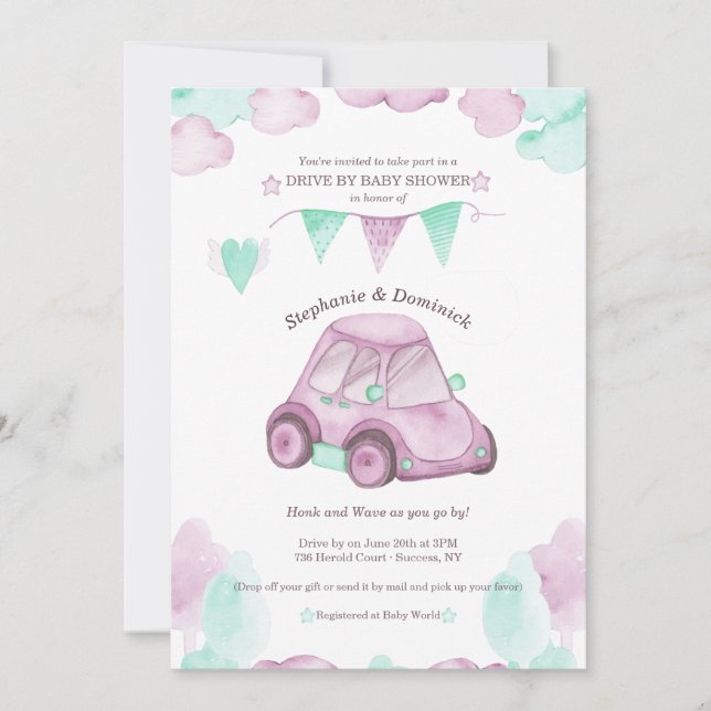 Impulso Por Invitación De Bebé Chica Shower (Anverso)