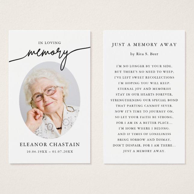 In Loving Memory Minimalist Photo Sympathy Cards (Anverso y reverso)