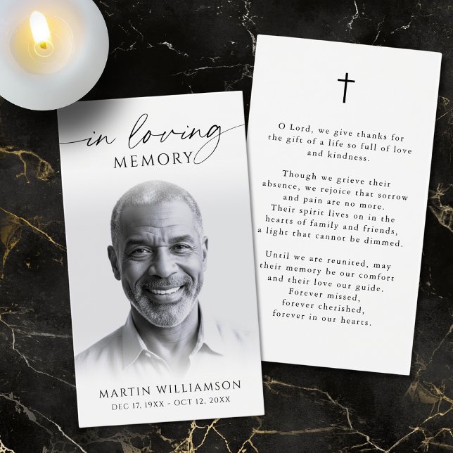 In Loving Memory Photo Cross Sympathy Prayer Card (Subido por el creador)