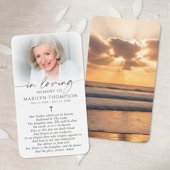 In Loving Memory Sunset Cross Funeral Prayer Card (Subido por el creador)