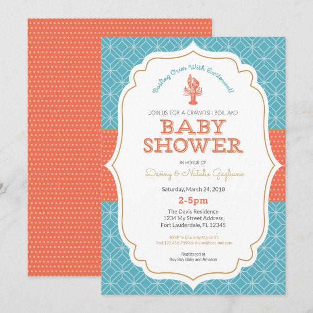 Incendio de langosta en Baby Shower invitación (Anverso / Reverso)