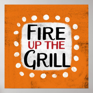 Incendio El Arte De Pared Del Poster Grill