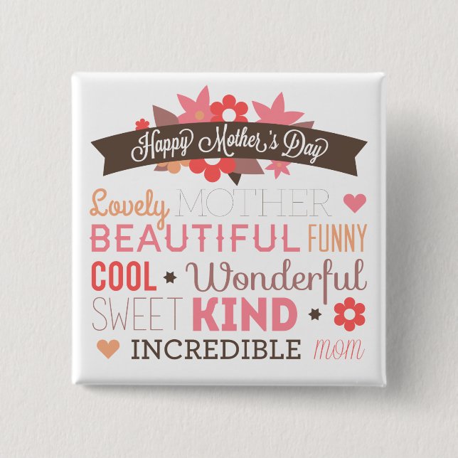 Increíble botón de fijación de mamá feliz día de l (Anverso)