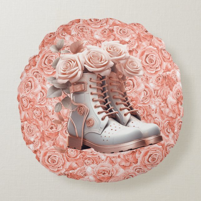 Increíble mensaje de paz en la almohada rosa redon (Anverso)