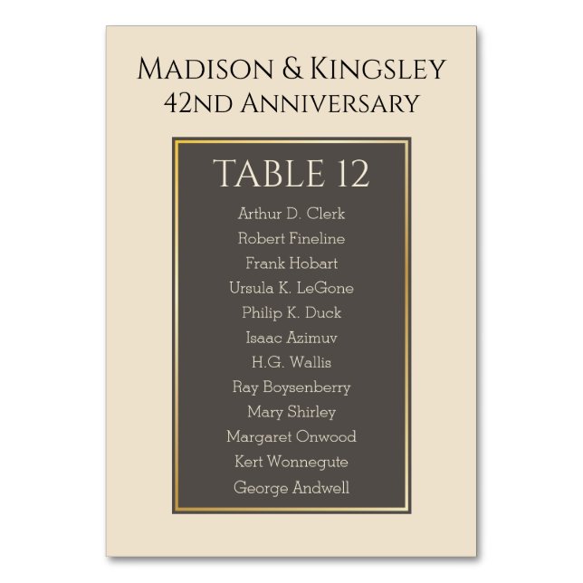 Increíble Número de Mesa Genérico Colorido y Fab p (Anverso)