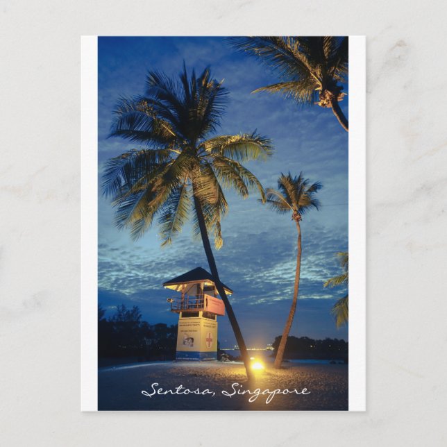 Increíble postal con vistas a la playa de Sentosa, (Anverso)