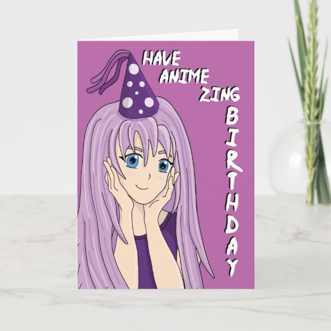 Increíble tarjeta de cumpleaños de Anime Zing (Anverso)