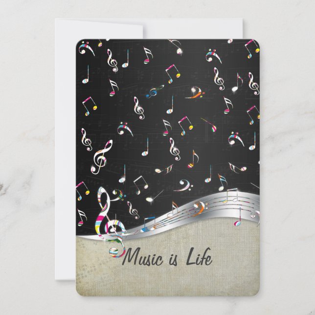 Increíble y geniales notas musicales coloridas de  (Anverso)