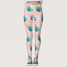Increíbles Leggings con Patrón de Cactus Rosa Turq