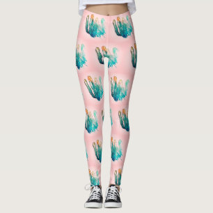 Increíbles Leggings con Patrón de Cactus Rosa Turq