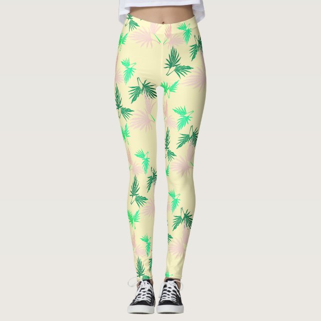 Increíbles Leggings de Palma Tropical con Hojas Pa (Anverso)