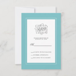 Incrustación de respuesta de boda azul verde acuát