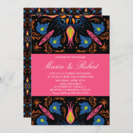 India: Invitación negra del elefante floral del te