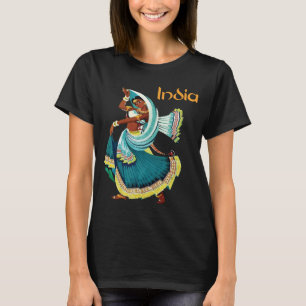 India Mujer Saree Vibrante Camiseta Retro de Viaje