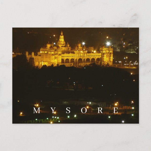 India Mysore Palace con tarjeta postal nocturna (Anverso)