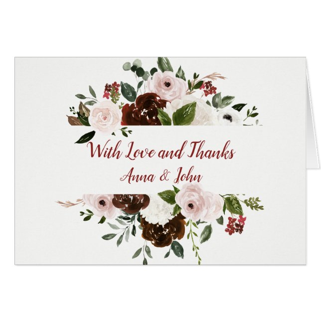 Indian Red Ivory Forest Green Wedding Thank You (Anverso (Horizontal))