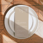 INDIE Bohemian Earth Taupe Boda Menú<br><div class="desc">Este menú presenta un diseño minimalista moderno y una letra manuscrita vistosa. La combinación de crema beige la convierte en la combinación perfecta para cualquier evento bohemio o desierto. Utilice este menú para su recepción nupcial,  ducha de novia,  fiesta de jubilación,  etc. Edite *most* frases para satisfacer sus necesidades.</div>