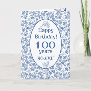 Índigo azul en tarjeta de cumpleaños 100 de Floral