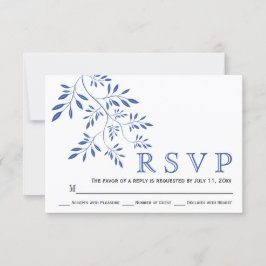 Indigo azul hojas contemporánea floral boda RSVP