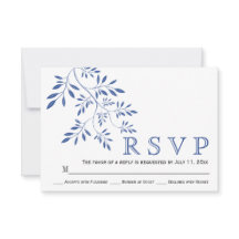 Indigo azul hojas contemporánea floral boda RSVP