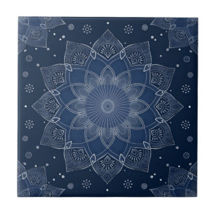 Indigo Azulejo Azul Portugués Mandala Decorativo