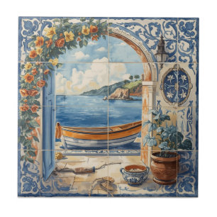 Índigo Azulejo Azul y amarillo portugués