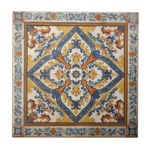 Índigo Azulejo Azul y amarillo portugués