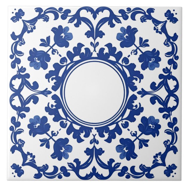 Indigo Azulejo Blue Portuguese Lisbon Botanical (Frente)