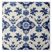 Indigo Azulejo Blue Portuguese Lisbon Botanical