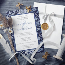 Indigo Blue Meadow Wildflowers Invitación a la bod