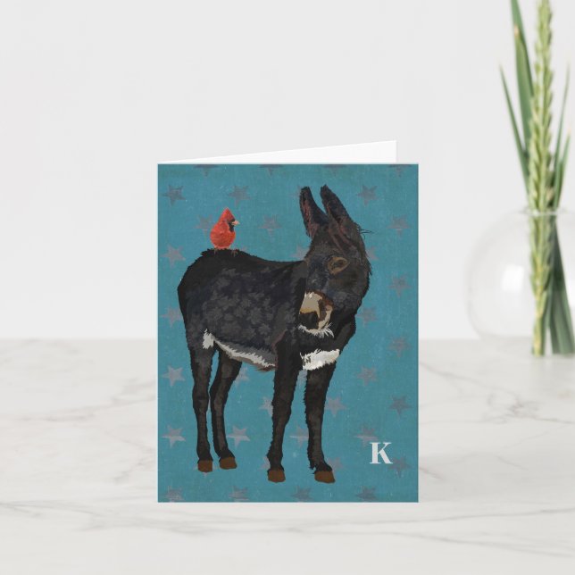 INDIGO DONKEY & CARDINAL Monograma Notecard (Anverso)