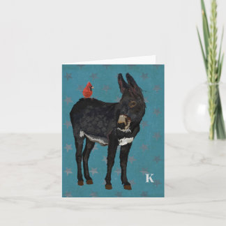 INDIGO DONKEY & CARDINAL Monograma Notecard