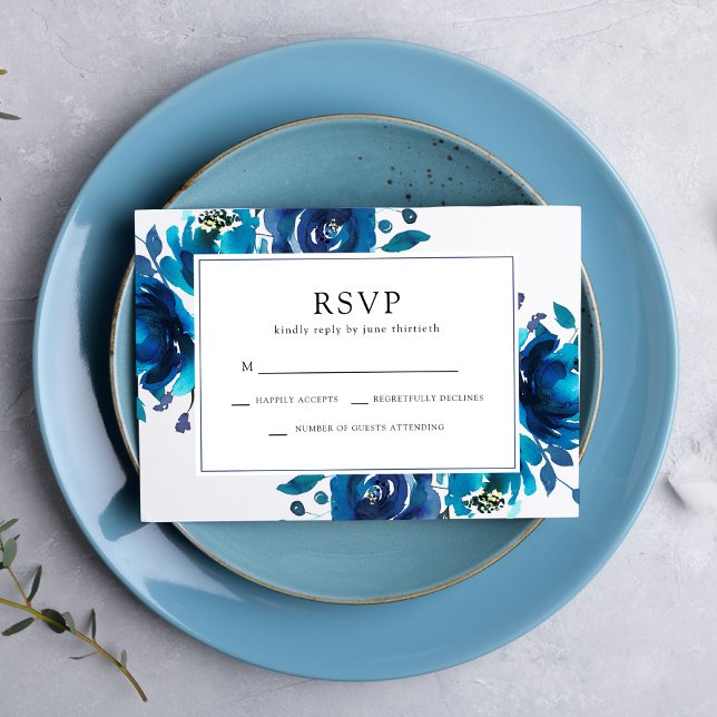 Indigo Floral Wedding RSVP (Subido por el creador)