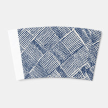 Indigo Grid | Fundas para taza de café con patrón 