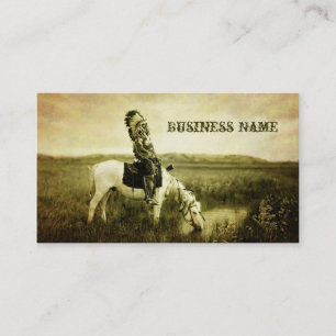indio vintage en tarjetas de negocios de caballos