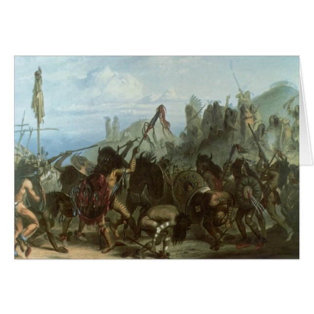 Indios antiguos, Danza del Bisonte por Karl Bodmer (Anverso (Horizontal))