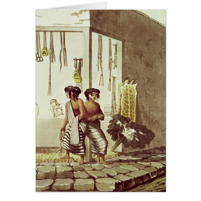 Indios de la pampa en una tienda en el mercado (Frente)