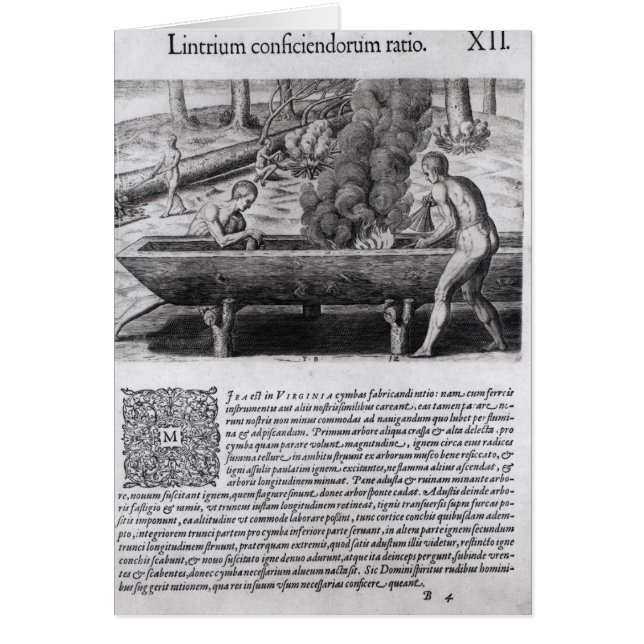 Indios de Virginia haciendo botes de dugout (Frente)