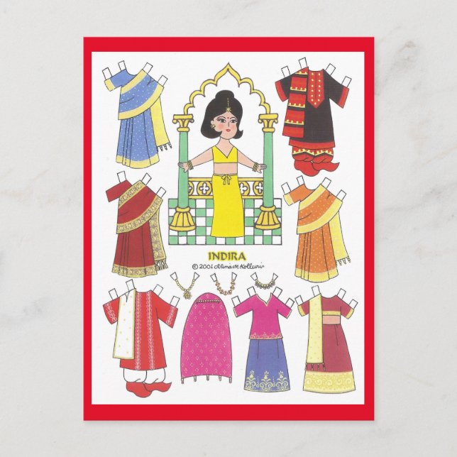 Indira, Chica sari de la tarjeta postal de la muñe (Anverso)