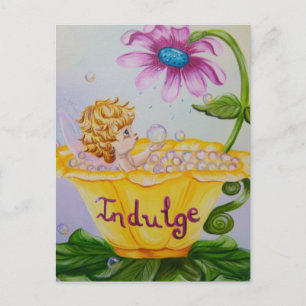 "INDULGE" Alas preciadas Postal de hadas