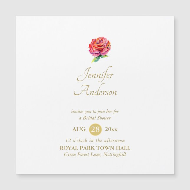Indulgente Red Rose Watercolor Gold Briower (Anverso)