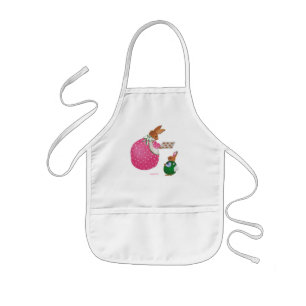 Infantil conejillos horneando galletas delantal