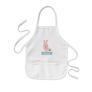 Infantil Conejito de Pascua lindo con delantal de huevos