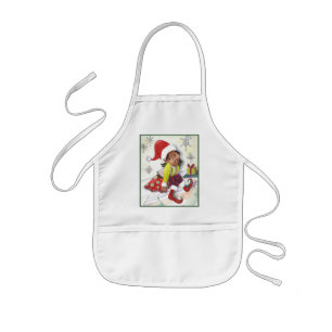 Infantil Delantal del navidad del chica del duende del