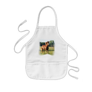 Infantil Delantal galopante del caballo de la castaña