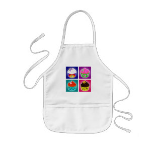 Infantil Delantal para niños de cuatro cupcakes