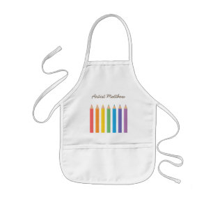 Infantil Delantal para niños Lápices de colorear Arcoíris C