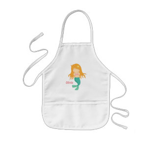 Infantil Delantal personalizado chica lindo de la sirena