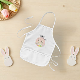 Infantil Delantal personalizado para niños con dos conejos 