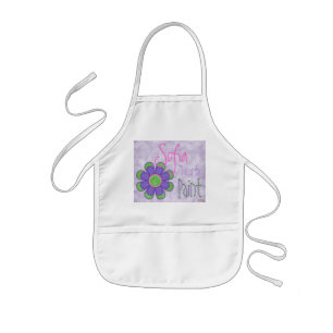 Infantil Delantal púrpura de la pintura de la flor
